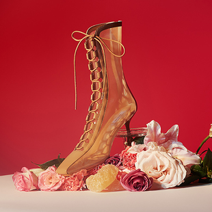 【清货折】设计师品牌echo银箔水晶跟漆皮方根短袜靴长靴切尔西