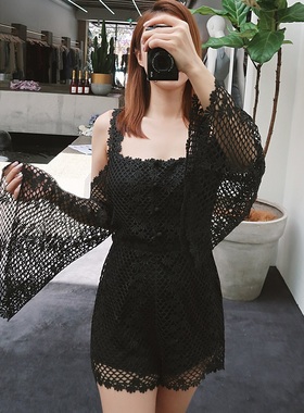 【6】ALICE MCCALL2J春季蕾丝露肩吊带喇叭袖新款连体裤