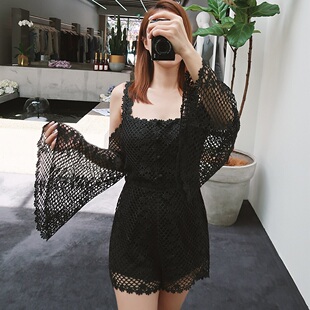 【6】ALICE MCCALL2J春季蕾丝露肩吊带喇叭袖新款连体裤