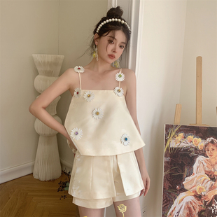 折` 甜美立体小雏菊彩宝奶油吊带短裤 Susan SS新款 套装 Lazar