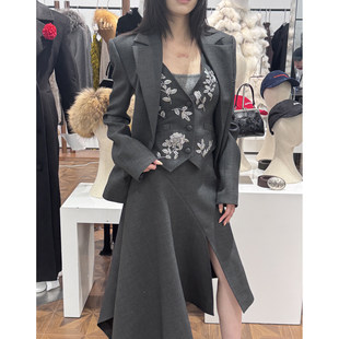 钉珠马甲西装 新款 假两件 宽松西裤 现货JENNIE同款 长裤 MARKGONG