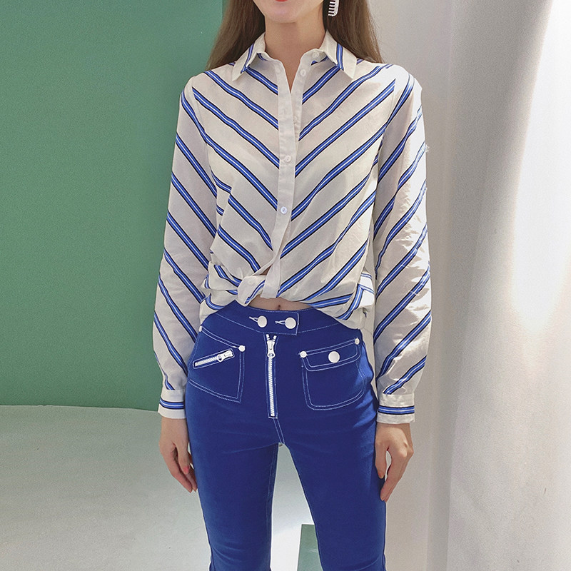 【国现10】alice mccall19夏季新款时尚休闲条纹衬衫上衣女木兰