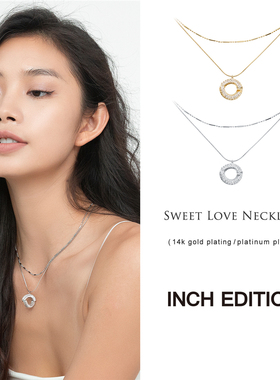 INCH EDITION 2R新款夏甜秘密环形锆石双层叠戴项链百搭配饰木兰