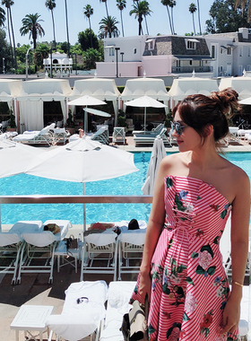 【折】Keepsake设计师品牌玫瑰条纹加州风绑带抹胸连衣裙上衣