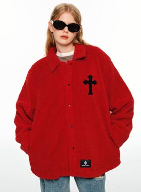 Andrea Martin24秋季新款 红色摇粒绒外套宽松