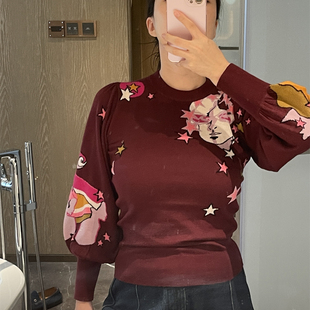 ZIMMERMANN秋冬CONCERT酒红色羊毛走秀针织衫 清货0码