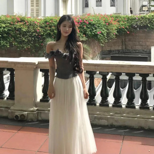 PURA24SS灰色花朵单肩针织吊带原创优雅千金风穿搭 ARTE 折