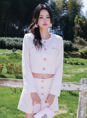 【清货折裤M】Aimme sparrow官方旗舰店款新粉色珍珠小香风外套短