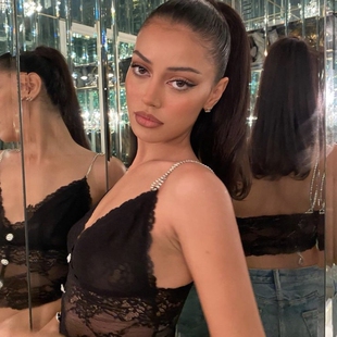 木 MIURA黑色蕾丝钻饰链条braletteFW秋冬新款 设计师品牌MOOD