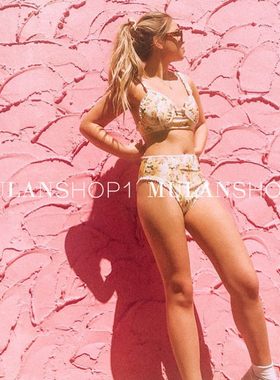 【清货折泳衣XS】For Love and Lemons 背扣分体比基尼泳衣钢圈