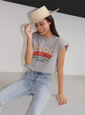 GCDS 2R春夏新款LOGO花朵印花灰色T恤上衣宽松个性木兰