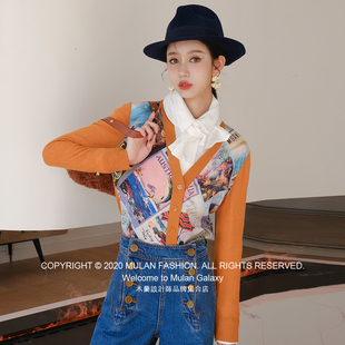 复古老钱风 ZIMMERMANN 真丝拼接美丽浓羊绒针织衫 清仓上衣