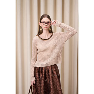 褶皱面感泡泡裙 圆领套头亮片领针织衫 EIMISMOSOL 25AW新款