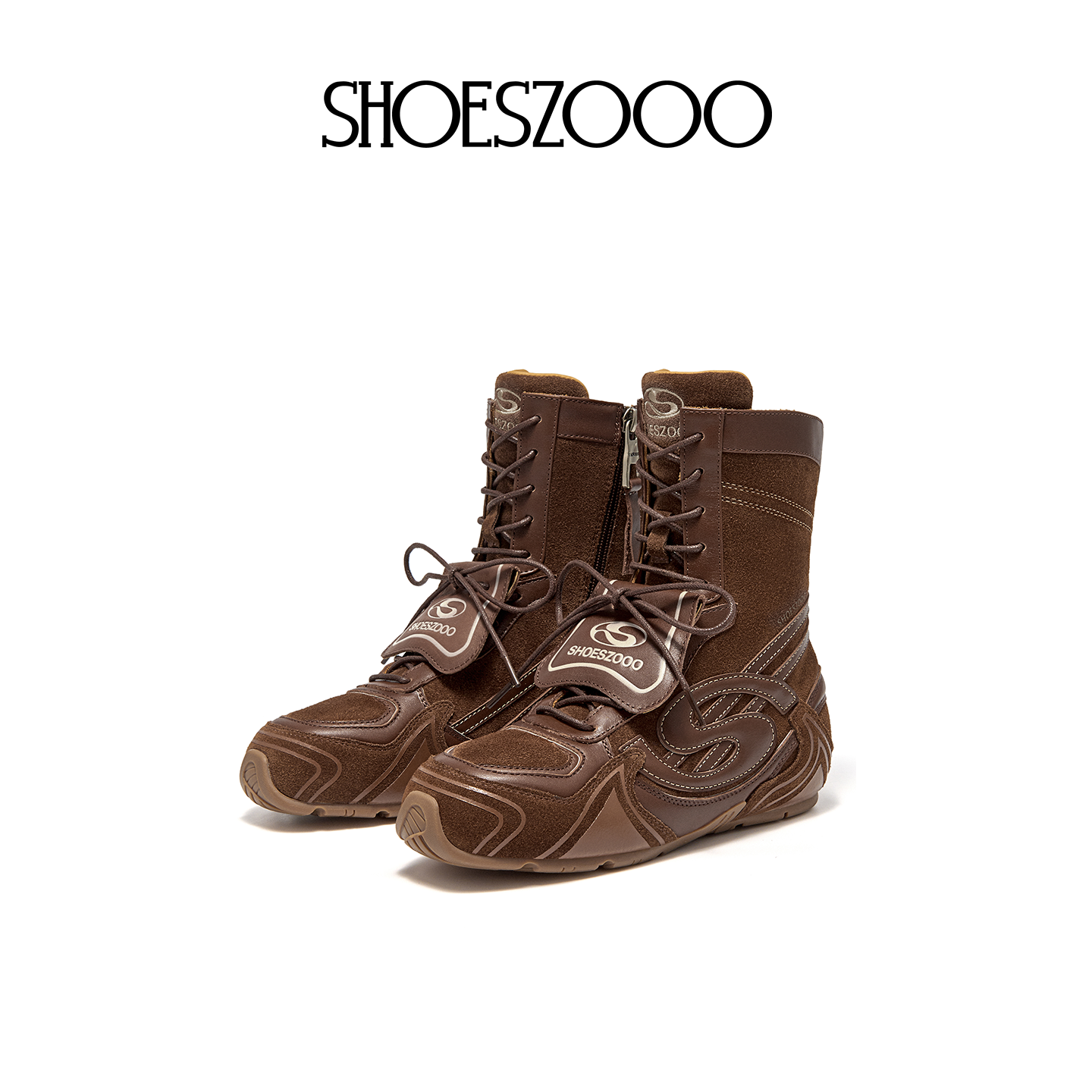 SHOESZOOO复古马丁靴女2025秋冬新款运动拳击靴美拉德中筒短靴子
