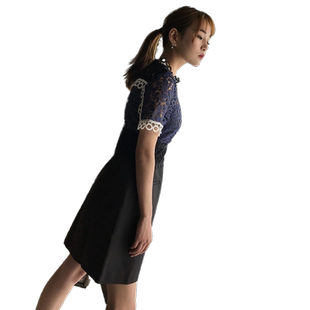 木兰买手店【清货折S】whole9yard蕾丝拼接短袖连衣裙设计师品牌