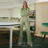 亮片露脐上衣喇叭裤 子套装 WHITE出色 秋冬新款 折S CONCISE