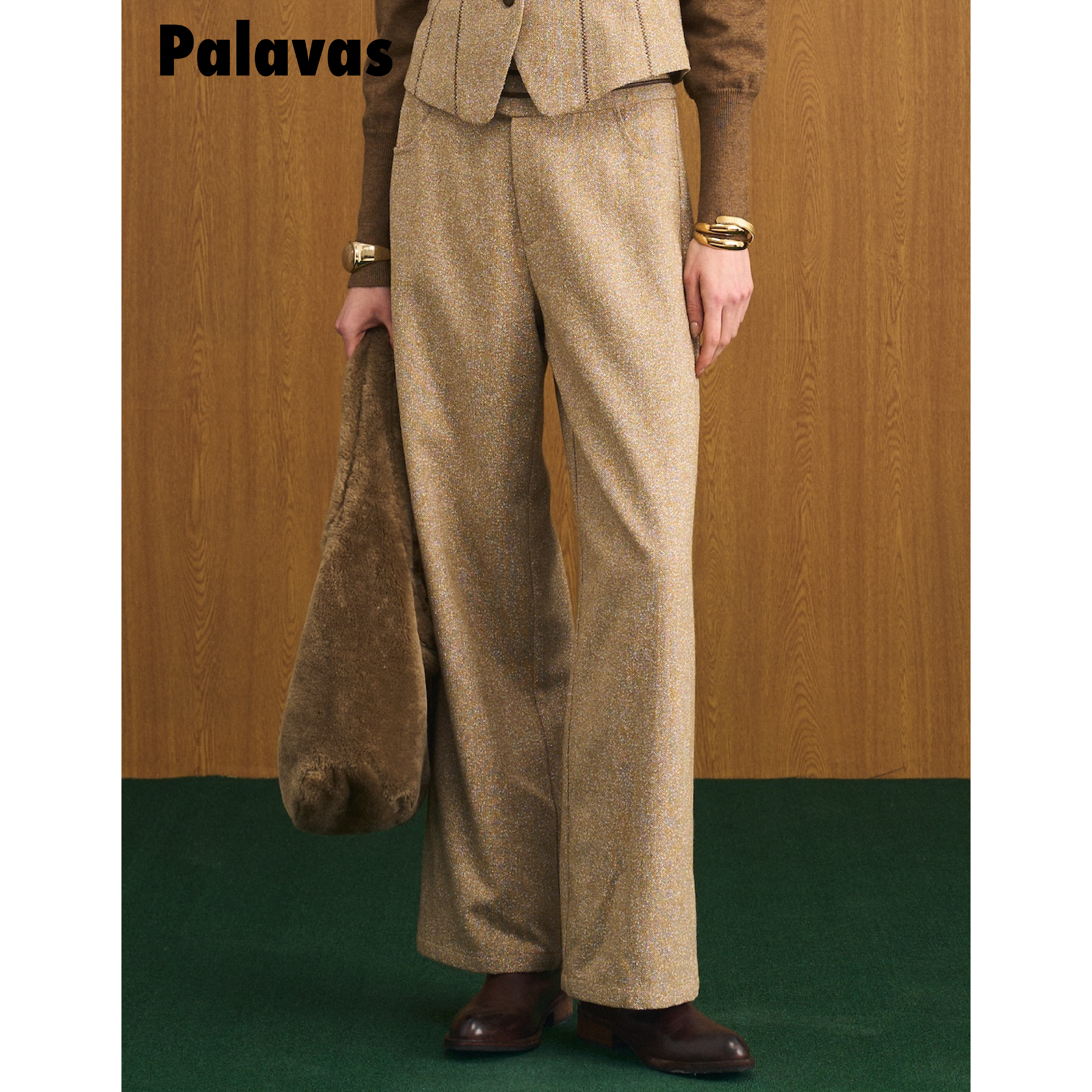 【新品】PALAVAS双轨乐章长裤复古拼接直筒裤显瘦羊毛阔腿裤女,女装/女士精品,时尚套装,淘宝优惠券,粉丝福利购,淘宝优惠卷