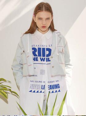 【清货折XSM】 SJYP 春夏新款连帽牛仔时尚翻领外套女