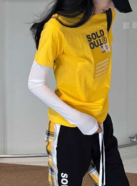 3折 意大利设计师品牌Sold out forever 黄色T恤 黄格子拼接黑裤