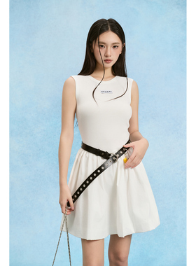 SOFITTE 25SS春夏新款 白色圆领无袖背心连衣裙