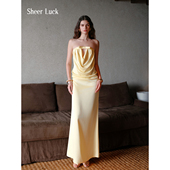 Sheer 简约慵懒抹胸荡领露背连衣裙 Ceremonies Luck The