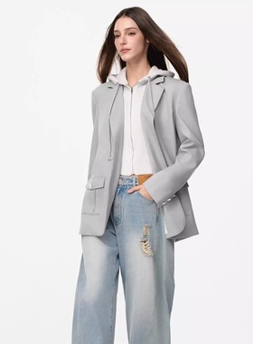 JAC FLEURANT 25ss 灰色假两件连帽西服