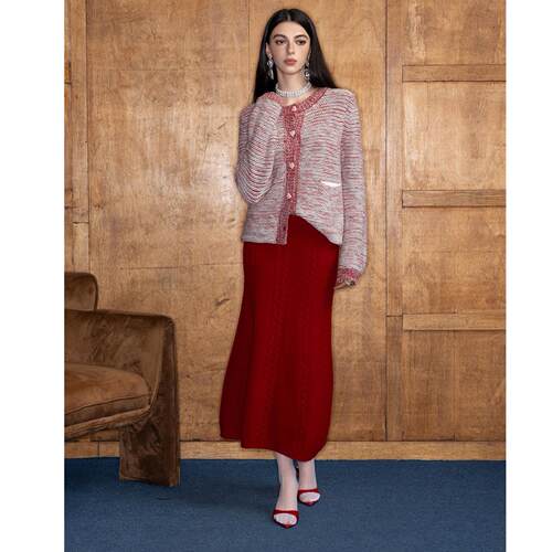 【清货折`】Aimme sparrow  Fu系列红色爱心扣针织开衫针织半身裙