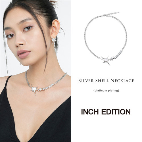 INCH EDITION 2R新款夏季磷光之森金属贝母钻饰项链配饰百搭木兰
