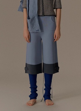 o cloche code_纽扣直筒七分裤_90%美丽奴羊毛10%弹力纤维