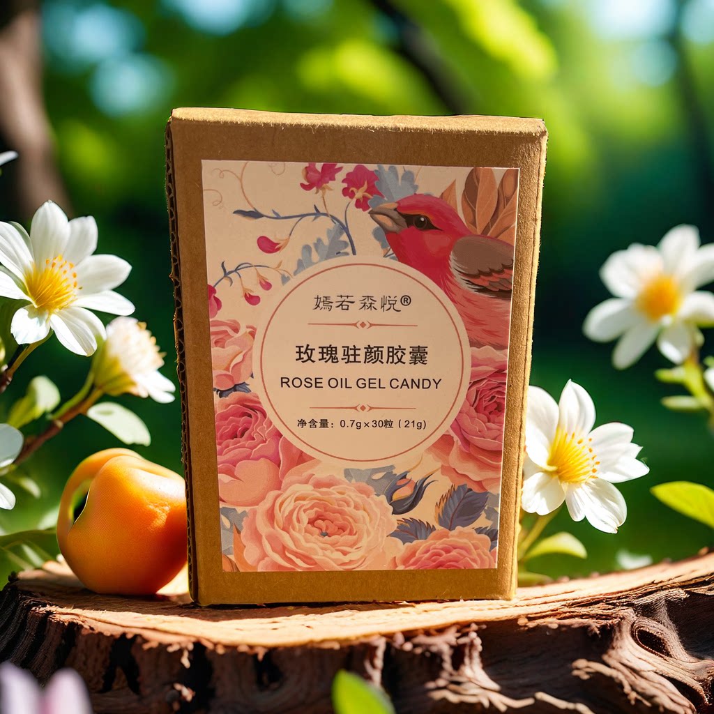 嫣若森悦玫瑰胶囊糖果保加利亚玫瑰口服奥图玫瑰精油