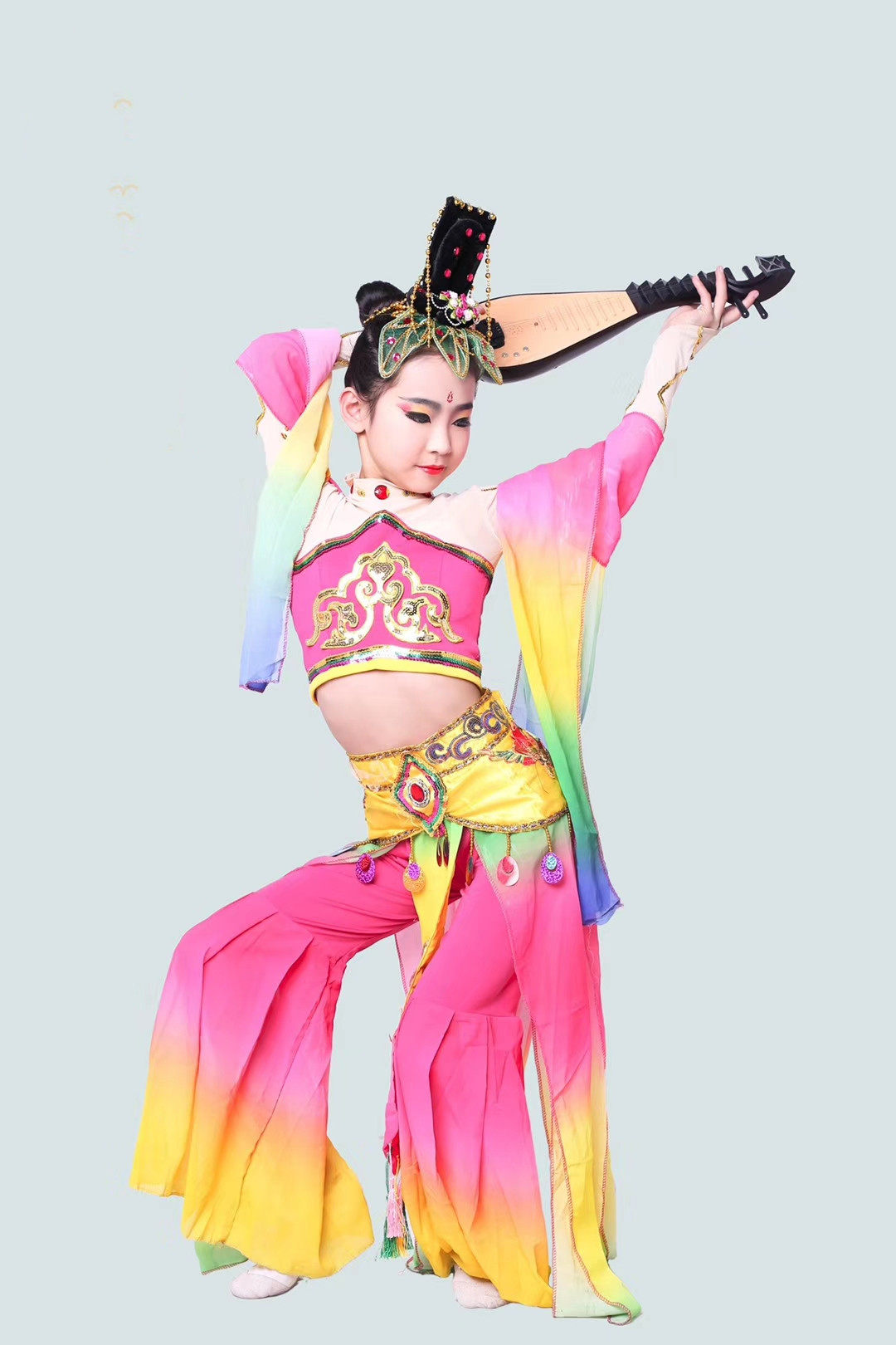 中国古典舞敦煌舞飞天女童吉祥天女妙音反弹丝路天音飘带演出服