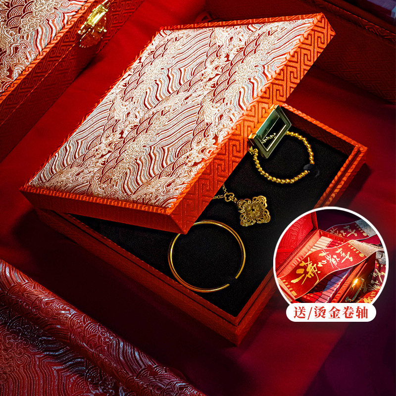 结婚订婚五金首饰盒黄金收纳盒绒布防氧化便携项链手镯三金项圈盒,饰品/流行首饰/时尚饰品新,首饰盒,淘宝优惠券,粉丝福利购,淘宝优惠卷