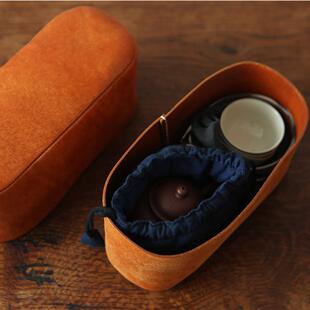 sainkho旅行装茶具收纳盒真皮茶壶收纳功夫盒安藤雅信牛皮工具盒