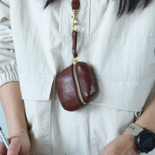 sainkho山叩真皮钥匙包零钱包苹果无线耳机收纳牛皮挂脖迷你小包