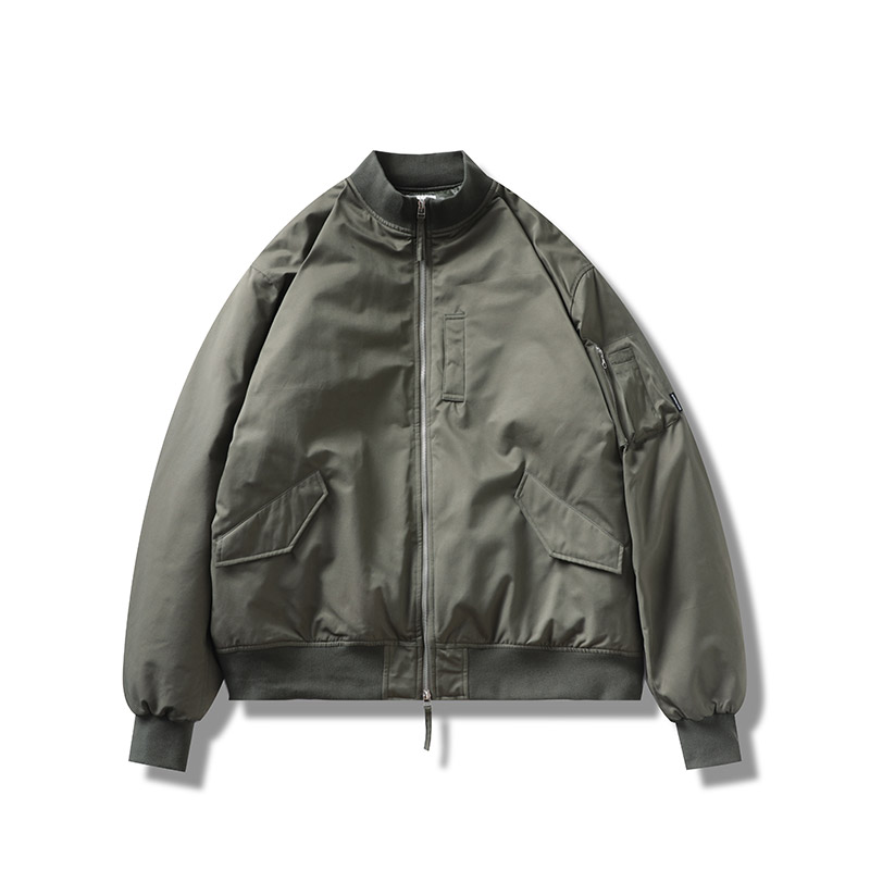 DRIVESTRAIGHT 24AW主线日系休闲纯色MA1立领飞行夹克棉服外套男