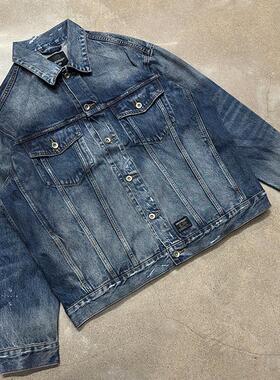 UNITELIFE联名DRIVESTRAIGHT重水洗油污做旧14.5OZ牛衣牛仔夹克