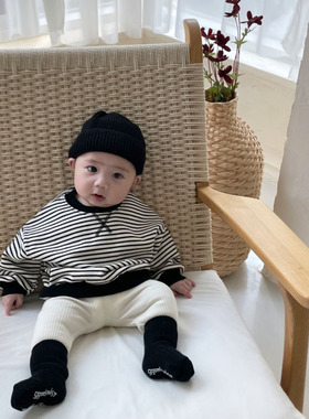 BBABBA韩版婴幼童ins宝宝儿童春秋新款长袖上衣条纹潮搭休闲卫衣