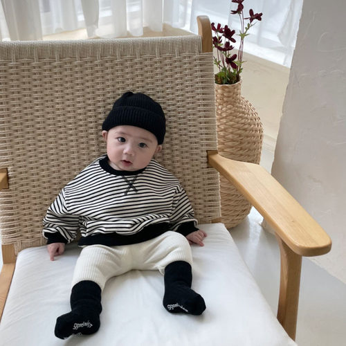 BBABBA韩版婴幼童ins宝宝儿童春秋新款长袖上衣条纹潮搭休闲卫衣