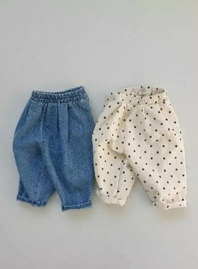 BBABBA韩版儿童春季休闲裤2024新款婴童休闲长裤男女童牛仔裤子