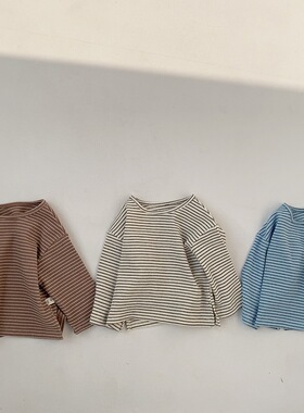 BBABBA韩版童装2022春新品儿童条纹打底衫婴童长袖T恤男女宝上衣