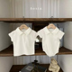童装 in风2024夏装 新品 韩版 男女童坑条翻领爬服婴幼儿短袖 T恤打底