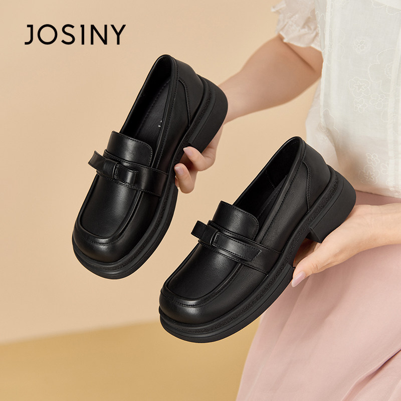 卓诗尼女鞋新款厚底英伦风单鞋平底职业工作鞋子爆款小皮鞋,女鞋,浅口单鞋,淘宝优惠券,粉丝福利购,淘宝优惠卷