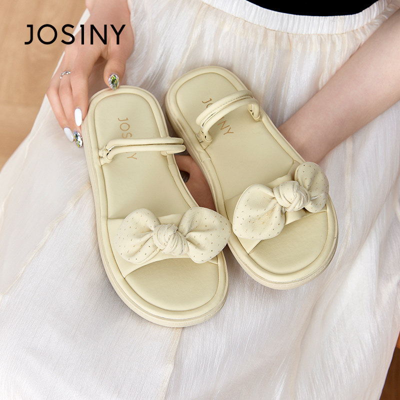卓诗尼2023夏季新款平底外穿蝴蝶结拖鞋两穿平底凉鞋优雅气质女鞋,女鞋,一字拖,淘宝优惠券,粉丝福利购,淘宝优惠卷