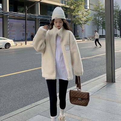 羊MHY羔绒皮毛一体外套秋冬025新款女2松休闲冬季加厚仿羊羔毛上