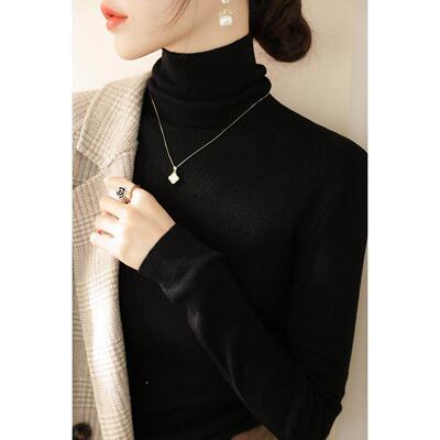 级慵风高咖色高领内针织懒打底6652#衫毛衣女新搭款2025春季长