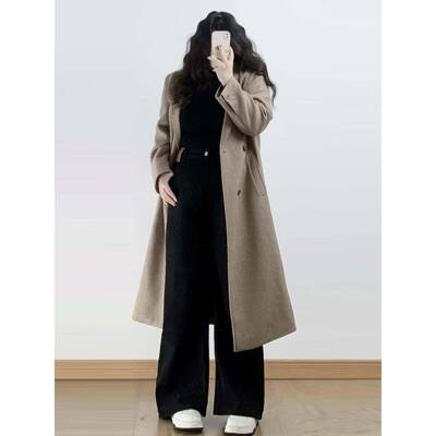 胖mm黑色垂感加绒直牛仔裤女厚大尺码暖筒UEN加显瘦百搭休闲阔腿