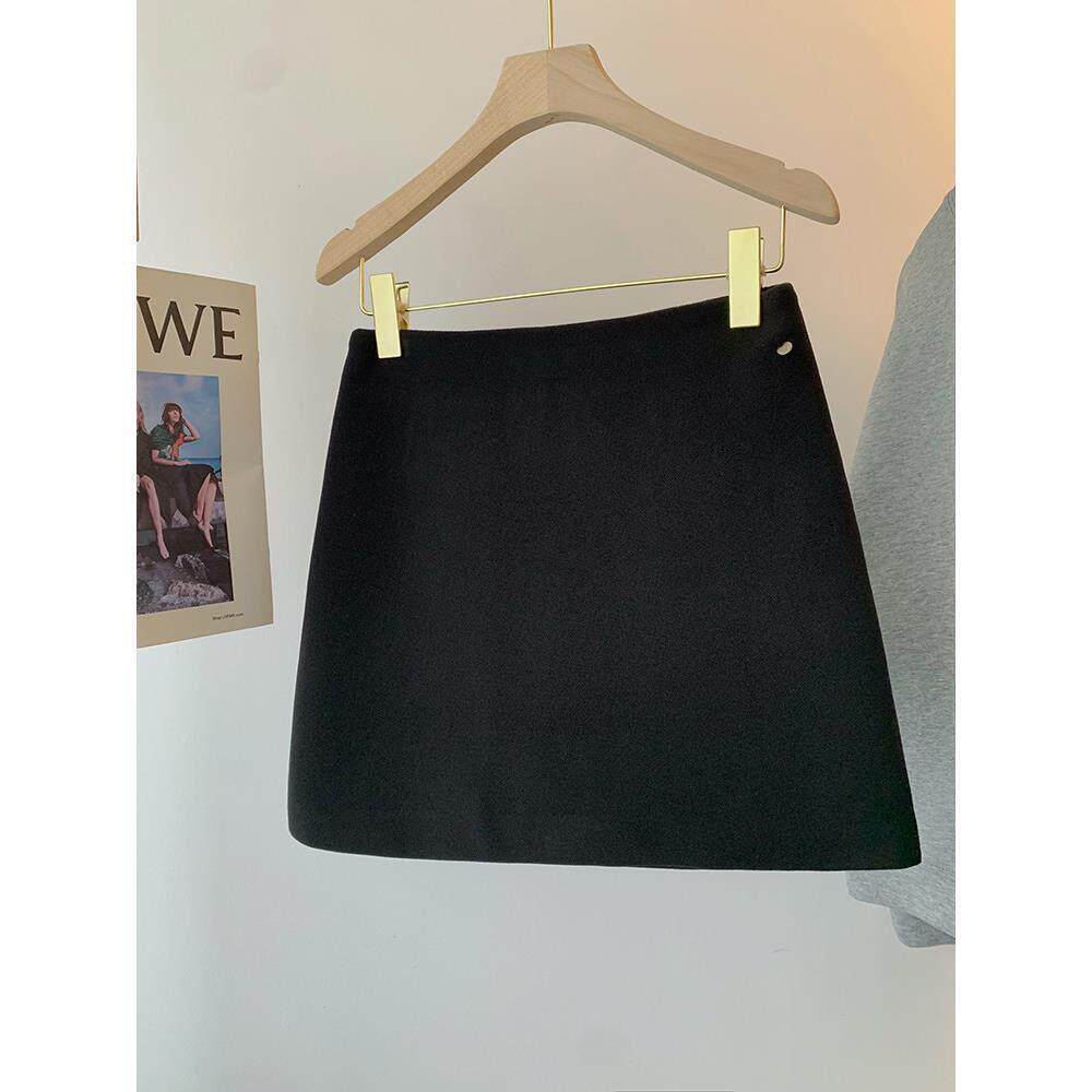 毛呢半身裙女225秋冬季新款外穿打底小0a字包BEB臀短裙个修身显子