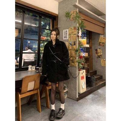 小羊羊毛女式外套2角205新FQX3.0款秋冬女牛扣黑色加厚皮式衣