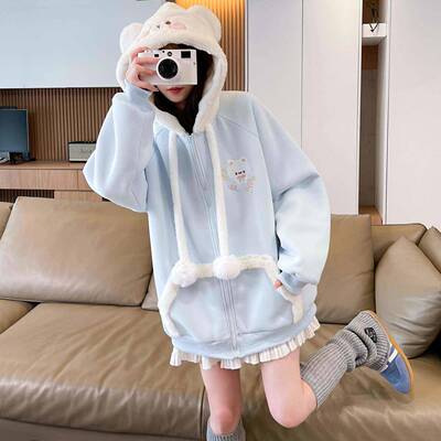 超好看羔毛棒卫羊外DAB套女秋冬季加绒衣加厚球服初高中学生大童