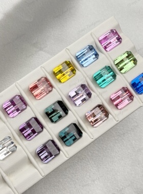 培育蓝宝石/钇铝石榴石 长方形马克赛像素石10x12mm吊坠戒指主石
